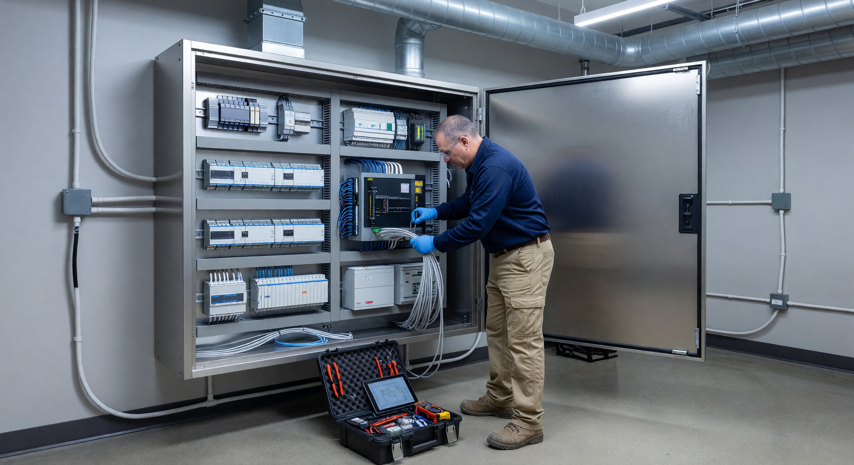 Hotel building automation system control panel being upgraded